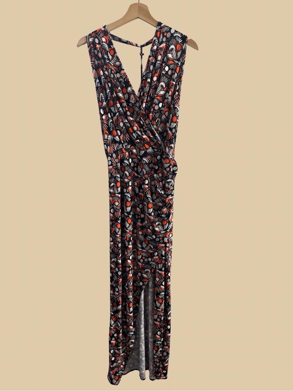 FREE PEOPLE Floral Backless Dress $68 SIZE EXTRA SMALL Ankle Length Brown Orange